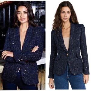 L'Agence Chamberlain Navy Blue Sequin Blazer